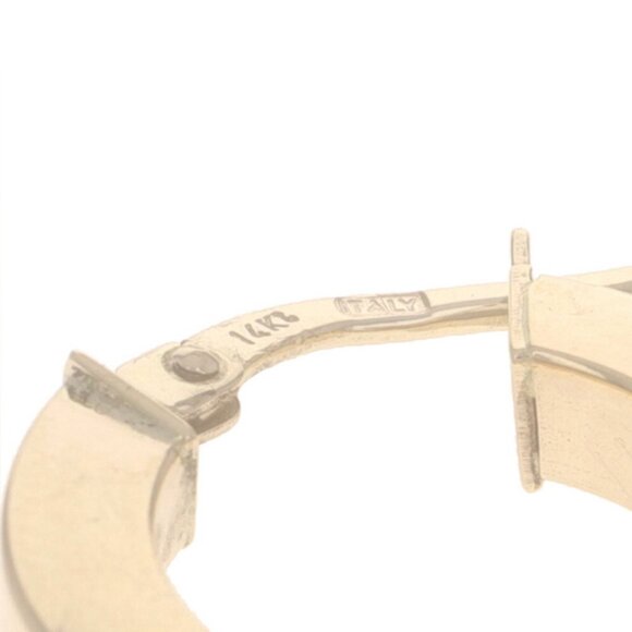 Yellow Gold Hoop Earrings - 14k Squared Edge Pierced Italy - Picture 5 of 5